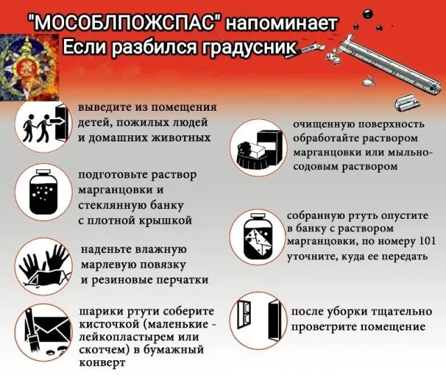 Жителям Люберец рассказали, что необходимо делать, если разбился ртутный градусник