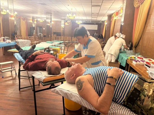 Ветераны СВО из Люберец сдали кровь для госпиталя Вишневского